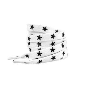 Elerevyo Flat Shoelaces Colored Star Patterned Printed Shoe Laces for Sneakers Boots Sport Shoes 1 Pair White-Black Star 120cm/47.2