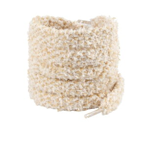 Elerevyo 1 Pair Flat Fuzzy Contrast Color Shoe Laces, 0.47" Wide Fat Soft Fluffy Shoelaces Shoestrings for Sneakers Beige Khaki 140cm/55.1"