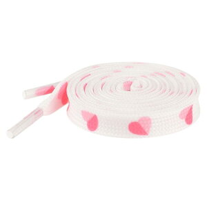 Elerevyo Flat Shoestrings Heart Printed Shoe Lace for Sneakers Athletic Shoelaces 1 Pair White Pink Heart 140cm/55.1"