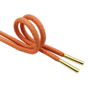 Elerevyo Round Metallic Shoelaces with Metal Tips for Athletic Shoes Boot Strings 2 Pairs Orange 100cm/39.37