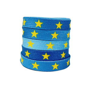 Elerevyo Flat Shoelaces Colored Star Patterned Printed Shoe Laces for Sneakers Boots Sport Shoes 1 Pair Gradient Blue-Yellow Star 120cm/47.2