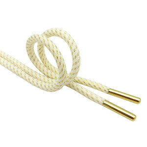 Elerevyo Round Metallic Shoelaces with Metal Tips for Athletic Shoes Boot Strings 2 Pairs White 100cm/39.37