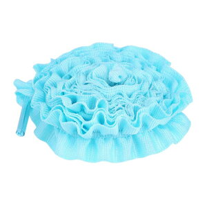 Elerevyo Shoelaces Ruffled Ribbon Solid Color Pleated Elastic Shoe Strings for Sneakers 2 Pairs Light Blue 110cm/43.3