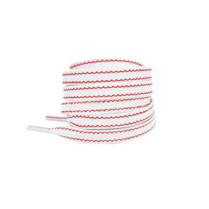 Elerevyo Flat White Shoelaces Colorful Wave Pattern Shoe Laces Strings for Sneakers Sport Shoes 1 Pair Red 140cm/55.1"