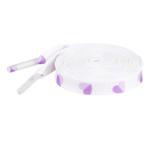 Elerevyo Flat Shoestrings Heart Printed Shoe Lace for Sneakers Athletic Shoelaces 1 Pair White Purple Heart 120cm/47.2