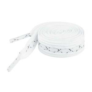 Elerevyo Wide Flat Cross Reflective Shoelace Braided Decorative Rope for Sneakers Skate Boots 2 Pairs White 60cm/23.6"