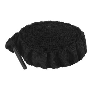 Elerevyo Shoelaces Ruffled Ribbon Solid Color Pleated Elastic Shoe Strings for Sneakers 2 Pairs Black 120cm/47.2