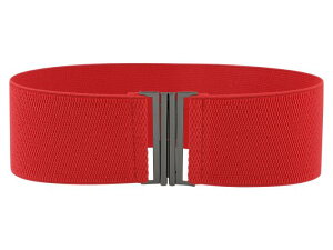 Elerevyo Women's Metal Interlock Buckle Stretchy Belts, Fashion Vintage Elastic Waistband for Dresses Coats Red 65x7.5cm/25.6x3.0