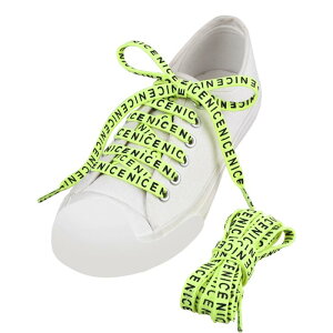 Elerevyo 2 Pairs NICE Flat Fat Shoe Laces for Sneakers, 0.35'' Wide Soft Shoelaces Shoestrings for Casual Hiking Shoes Fluorescent Yellow Green 100cm/39.4