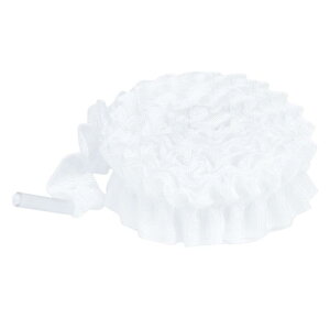 Elerevyo Shoelaces Ruffled Ribbon Solid Color Pleated Elastic Shoe Strings for Sneakers 2 Pairs White-2 100cm/39.4