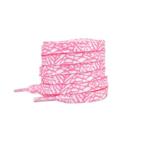 Elerevyo Flat Colorful Color Contrast Pattern Shoelaces Sports Shoe Laces for Athletic Running Sneakers Shoes Boot Strings 1 Pair White-Pink 160cm/63.0