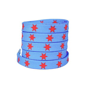Elerevyo Flat Shoelaces Colored Star Patterned Printed Shoe Laces for Sneakers Boots Sport Shoes 1 Pair Light Blue-Red Star 120cm/47.2