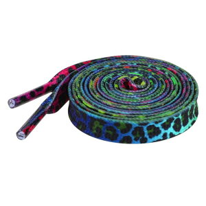Elerevyo 1 Pair Leopard Print Flat Shoe Laces for Sneakers, 0.31'' Shoelaces Shoestrings for Casual Hiking Shoes Rainbow 140cm/55.1
