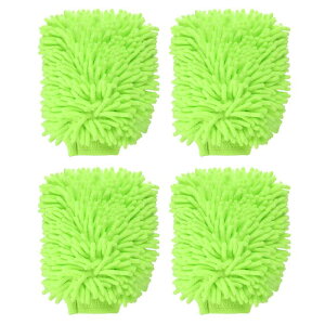 uxcell 4�� �V�F�j�[���}�C�N���t�@�C�o�[�J�[�E�H�b�V���~�b�g10" x 7.5" �X�N���b�`�t���[�E�H�b�V���O���[�u �z���� ���闼�ʃv���b�V���N���[�j���O�h���C�~�b�g �J�[�E�H�b�V���z�[���N