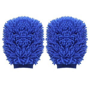 uxcell 2�� �V�F�j�[���}�C�N���t�@�C�o�[�J�[�E�H�b�V���~�b�g9" x 5.5" �X�N���b�`�t���[�E�H�b�V���O���[�u �z���� ���闼�ʃv���b�V���N���[�j���O�h���C�~�b�g �J�[�E�H�b�V���z�[���N��