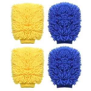 uxcell 4�� �V�F�j�[���}�C�N���t�@�C�o�[�J�[�E�H�b�V���~�b�g 9" x 5.5" �X�N���b�`�t���[�E�H�b�V���O���[�u �z���� ���闼�ʃv���b�V���N���[�j���O�h���C�~�b�g �J�[�E�H�b�V���z�[���N