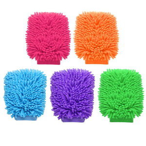 uxcell 5�� �V�F�j�[���}�C�N���t�@�C�o�[�J�[�E�H�b�V���~�b�g 9" x 5.5" �X�N���b�`�t���[�E�H�b�V���O���[�u �z���� ���闼�ʃv���b�V�� 5�F �N���[�j���O�h���C�~�b�g �J�[�E�H�b�V���z�[