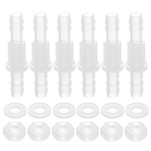 uxcell 6�̃v���X�`�b�N�z�[�X�o�[�u�t�B�b�e�B���O 1/4 x 1/4 �o���N�w�b�h�A�_�v�^�[���j�I���X�v���C�T�[�����_�[�p�C�v�R�l�N�^�[ M10�i�b�g����у��b�V���[�t�� �����p�G�A���R���p