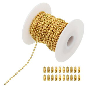 PATIKIL 10m/32.8ft �r�[�Y�{�[���`�F�[�� 2mm �X�e�����X�X�`�[���v���`�F�[���G�N�X�e���V���� 20�� �R�l�N�^�[�t�� �^�O�`�F�[�� �L�[�`�F�[�������O DIY�N���t�g�p ���F