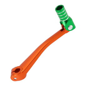 Motoforti ボスアーに対応125用折りたたみ式オートバイギアシフトレバー アルミ合金製ペダルシフトレバーアーム オレンジレバー グリーンヘッド シルバートーンリング付き