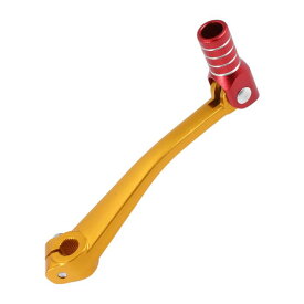 Motoforti ボスアーに対応125用折りたたみ式オートバイギアシフトレバー アルミ合金製ペダルシフ ゴールドトーンレバー レッドヘッド シルバートーンリング付き