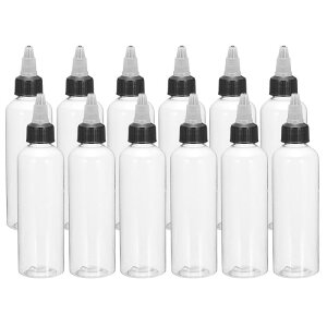 uxcell 12�� 4oz/120ml �i��{�g�� �X�N�����[�L���b�v�t���N���A�f�B�X�y���V���O�{�g�� �P�`���b�v �}�X�^�[�h �N���t�g�p �v���X�`�b�N�X�N�C�[�g�{�g��