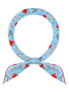 Elerevyo Women's Floral Printed Blended Cotton Scarves, 21.7x21.7 Small Square Flowers Headscarf Neckerchief Colorful Flower-Blue
