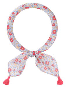 Elerevyo Women's Floral Printed Square Scarves, 23.6X23.6" Flowers Tassel Gauze Headscarf Neckerchief Flower-3-Blue