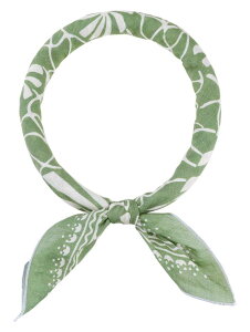 Elerevyo Women's Floral Printed Blended Cotton Scarves, 21.7x21.7 Small Square Flowers Headscarf Neckerchief Abstract Flower-1-Olivine Green