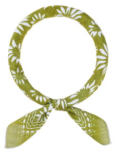 Elerevyo Women's Floral Printed Blended Cotton Scarves, 21.7x21.7 Small Square Flowers Headscarf Neckerchief Abstract Flower-2-Olive Green