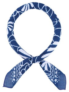 Elerevyo Women's Floral Printed Blended Cotton Scarves, 21.7x21.7 Small Square Flowers Headscarf Neckerchief Abstract Flower-1-Navy Blue