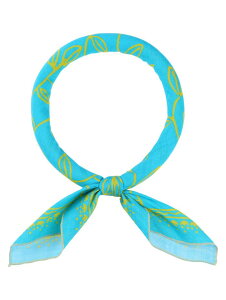 Elerevyo Women's Floral Printed Blended Cotton Scarves, 21.7x21.7 Small Square Flowers Headscarf Neckerchief Leaf-Blue Green