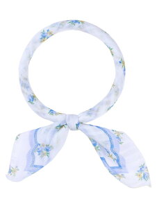 Elerevyo Women's Floral Printed Cotton Blended Scarves, 21.7 Small Square Flowers Headscarf Neckerchief Flowers-Blue