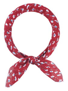 Elerevyo Women's Floral Printed Blended Cotton Scarves, 21.7x21.7 Small Square Flowers Headscarf Neckerchief Burgundy Mini Flower