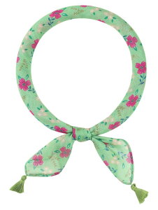 Elerevyo Women's Floral Printed Square Scarves, 23.6X23.6" Flowers Tassel Gauze Headscarf Neckerchief Flower-2-Green