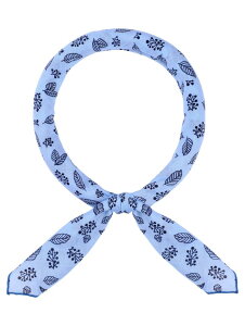 Elerevyo Women's Floral Printed Blended Cotton Scarves, 21.7x21.7 Small Square Flowers Headscarf Neckerchief Mini Leaf-Light Blue