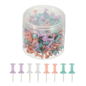 PATIKIL プッシュピン、プラスチックヘッドスチールポイン トサムタック、小さなフラットハンギングフックコルククリップ、木製壁掲示板マップ装飾用、200個、ピンク/パープル/緑/ホワイト