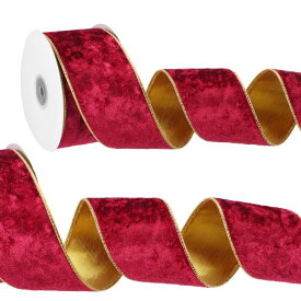 PATIKIL リボン ベロア ベルベット 6.3 cm x 9 M シングルフェイス ギフトラッピング 手芸 ラッピング クリスマスツリー デコレーション レッド