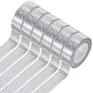 uxcell 6���[�� �z���O���t�B�b�N�e�[�v 0.6" x 5.5���[�h �f�R���e�B�u�e�[�v �J���[�}�X�L���O�e�[�v �z���O���t�B�b�N�N���t�e�B���O�e�[�v DIY�N���t�g �M�t�g���b�s���O �X�N ���b�v�u�b�N 