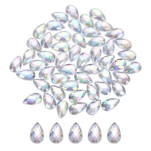 uxcell 50PCS �t���b�g�o�b�N�A�N�����e�B�A�h���b�v�W�F��6x10mm �l�H�_�C�������h DIY�N���t�g �r�[�Y �E�F�f�B���O �p�[�e�B�[ �t�F�C�X�y�C���g ��΃��C�L���O �u ���C�g�z���C�g