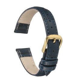 uxcell 14mmエンボスパターン牛革時計バンド、スプリングバー付きの男性と女性用時計ストラップ交換、ブルーゴー ルド