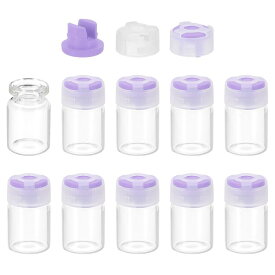 PATIKIL 5ml クリアガラスサンプルボトル 10個入りの小さな液体ボトル ロックキャップと自己修復インジェクションポート付き エッセンシャルオイルサンプルアロマセラピー香水ボトルトラベル パープル