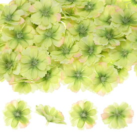 M METERXITY 100個入りの人工花の花の頭 結婚式/ガーランド/帽子/靴/パーティーの装飾用のシルクフェイクうめの花の頭 偽の大量の花びら[1.97" ライトグリ ーン]