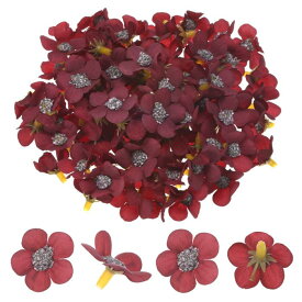 M METERXITY 50個入りの人工花の花びら ウェディング/ガーランド/帽子/靴/パーティーの装飾用 偽のミニ桜の花びらバルク[ワインレッド]