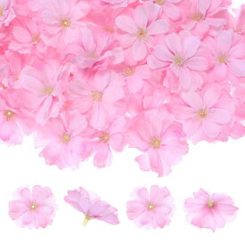 M METERXITY 50個入りの人工花の花の頭 結婚式/ガーランド/帽子/靴/パーティーの装飾用のシルクフェイクうめの花の頭 偽の大量の花びら[1.97" ライトピンク]