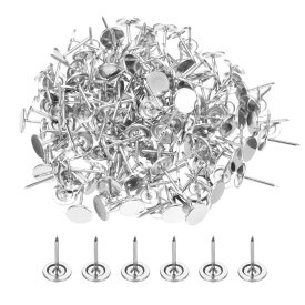 PATIKIL 0.43"プッシュピン 200個パックフラットラウンドヘッドプッシュピン装飾地図サムタックスメタルポイント付きコルクボード用 シルバー