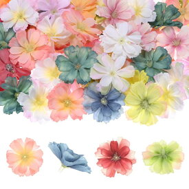 M METERXITY 100個入りの人工花の花びら 結婚式/ガーランド/帽子/靴/パーティーの装飾用のシルク製の偽のうめの花の頭部[1.97" マルチカラー]