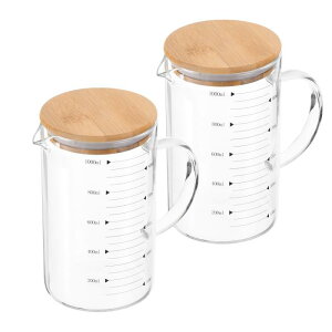 PATIKIL 1000ml�K���X�v�ʃJ�b�v 2�Z�b�g3.3�z�E�P�C�_�K���X�ڐ���t���t�̌v�ʃJ�b�v�r�[�J�[ �ؐ��W��V���^�������t�� �L�b�`���p