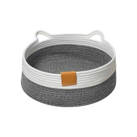 CAPASTEC 編み猫ベッド、35cm直径 折りたたみバスケット巣、通気性ペットラウンジベッド、爪研ぎ耐性ユニバーサル子猫ベッド、深灰色