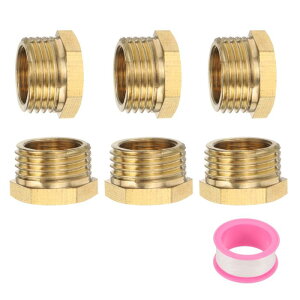 uxcell 6�̐^�J���f���[�T�[�w�b�N�X�u�b�V���OG1/2���XxG3/8���X�X���b�h���f���[�T�[�p�C�v�A�_�v�^�[ �z�� �R�����C�� ����ы�C���V�X�e���p��PTFE�e�[�v�t��